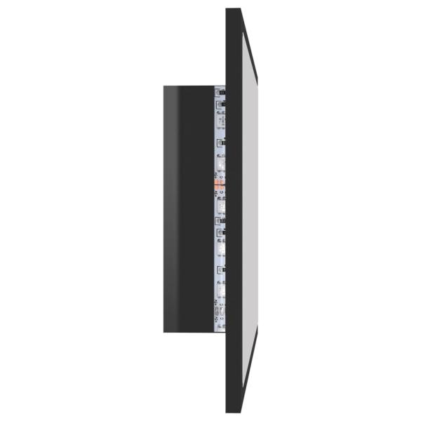 LED-Badspiegel Hochglanz-Schwarz 60x8,5x37 cm Acryl