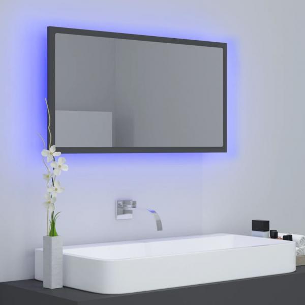 LED-Badspiegel Grau 80x8,5x37 cm Acryl