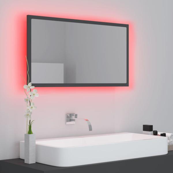 LED-Badspiegel Grau 80x8,5x37 cm Acryl