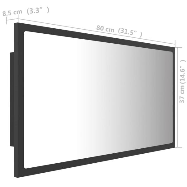 LED-Badspiegel Grau 80x8,5x37 cm Acryl