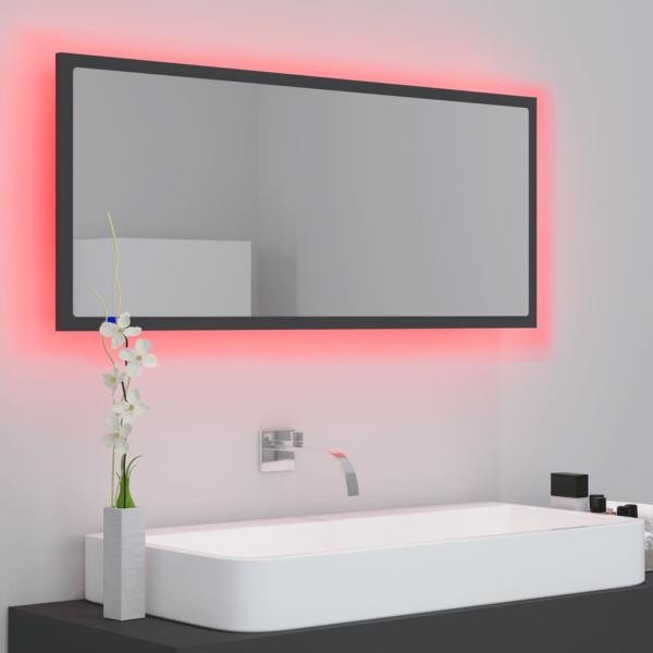 LED-Badspiegel Grau 100x8,5x37 cm Acryl