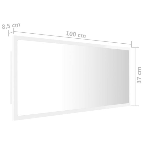 LED-Badspiegel Hochglanz-Weiß 100x8,5x37 cm Acryl