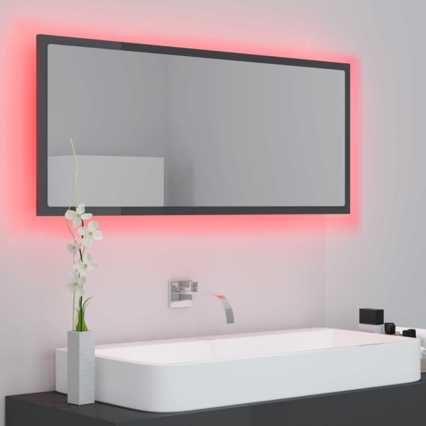 ARDEBO.de - LED-Badspiegel Hochglanz-Grau 100x8,5x37 cm Acryl