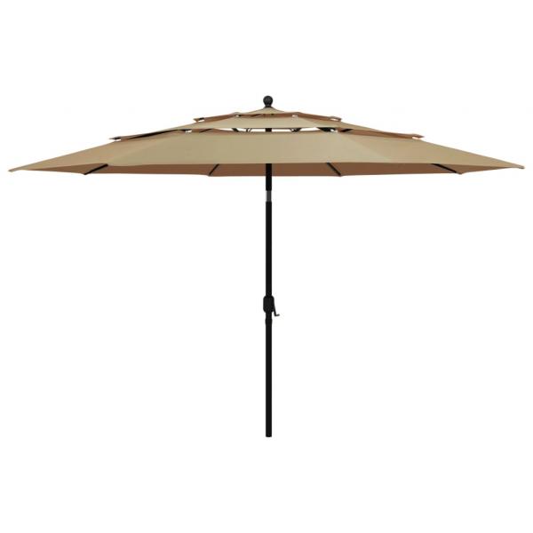 ARDEBO.de - Sonnenschirm mit Aluminium-Mast 3-lagig Taupe 3,5 m