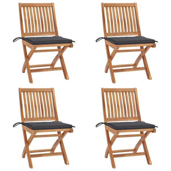 ARDEBO.de - Klappbare Gartenstühle mit Kissen 4 Stk. Massivholz Teak