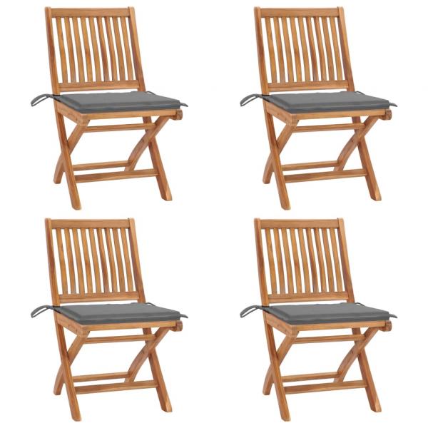 ARDEBO.de - Klappbare Gartenstühle mit Kissen 4 Stk. Massivholz Teak