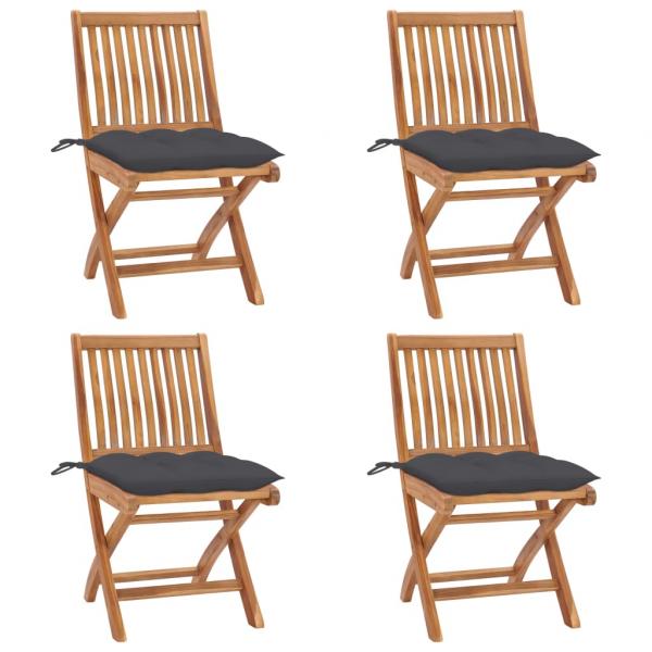 ARDEBO.de - Klappbare Gartenstühle mit Kissen 4 Stk. Massivholz Teak