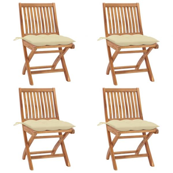 ARDEBO.de - Klappbare Gartenstühle mit Kissen 4 Stk. Massivholz Teak