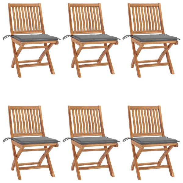 ARDEBO.de - Klappbare Gartenstühle mit Kissen 6 Stk. Massivholz Teak
