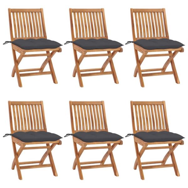 ARDEBO.de - Klappbare Gartenstühle mit Kissen 6 Stk. Massivholz Teak