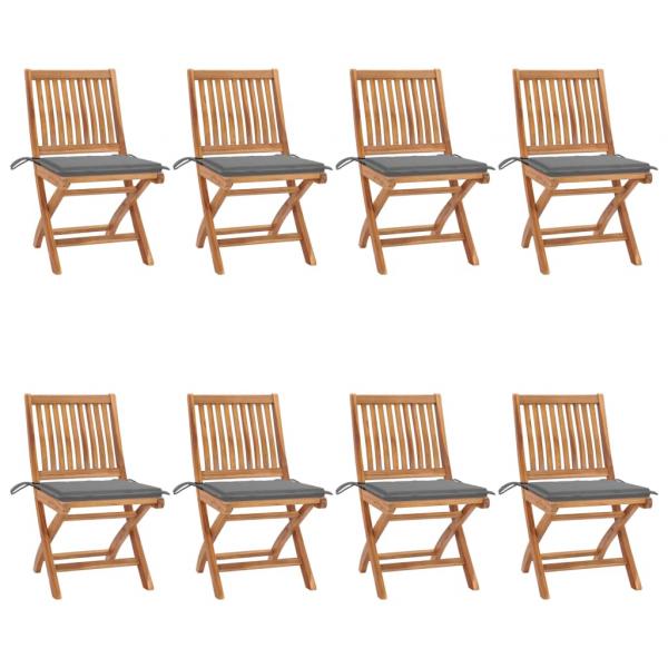 ARDEBO.de - Klappbare Gartenstühle mit Kissen 8 Stk. Massivholz Teak