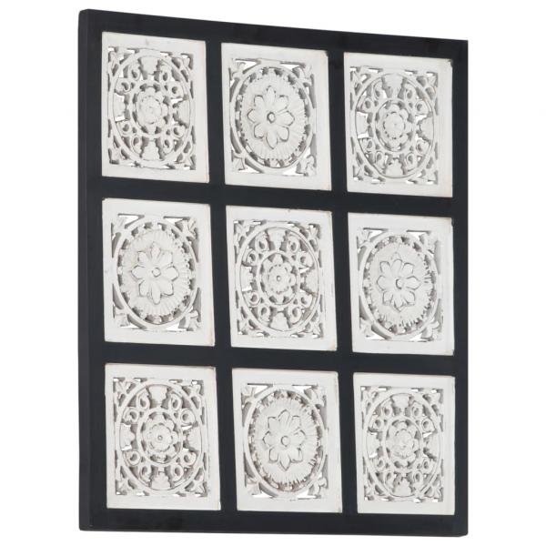 Handgeschnitztes Wandpaneel MDF 60x60x1,5 cm Schwarz und Weiß