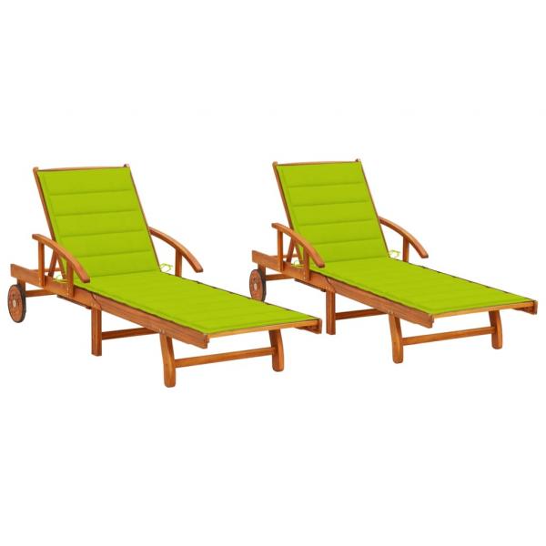 ARDEBO.de - Sonnenliegen 2 Stk. mit Auflagen Massivholz Akazie