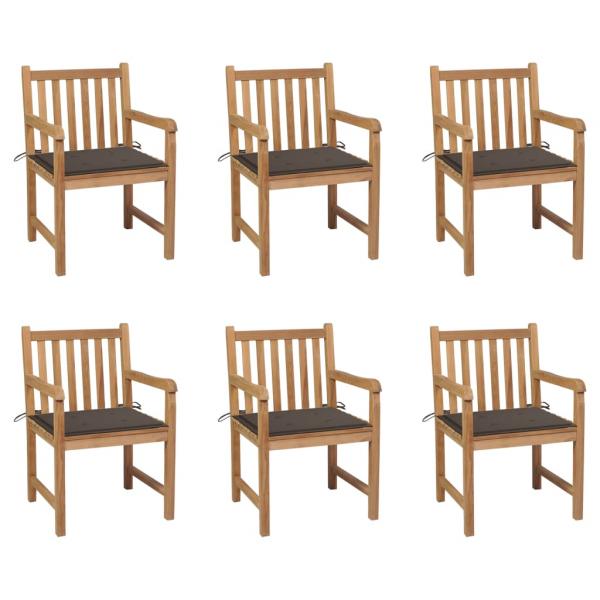 ARDEBO.de - Gartenstühle 6 Stk. mit Taupe Kissen Massivholz Teak
