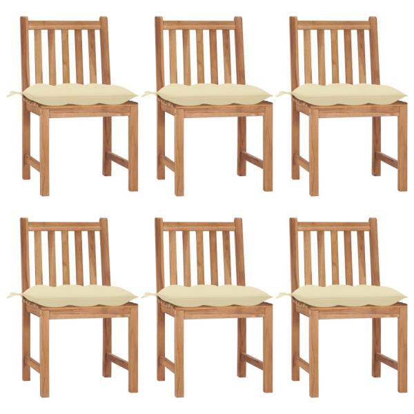 ARDEBO.de - Gartenstühle 6 Stk. mit Kissen Massivholz Teak