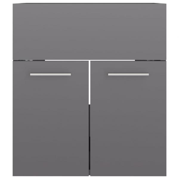 Waschbeckenunterschrank mit Einbaubecken Hochglanz-Grau
