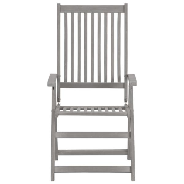 Verstellbare Gartenstühle mit Auflagen 8 Stk. Grau Akazienholz