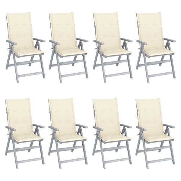 ARDEBO.de - Verstellbare Gartenstühle mit Auflagen 8 Stk. Grau Akazienholz