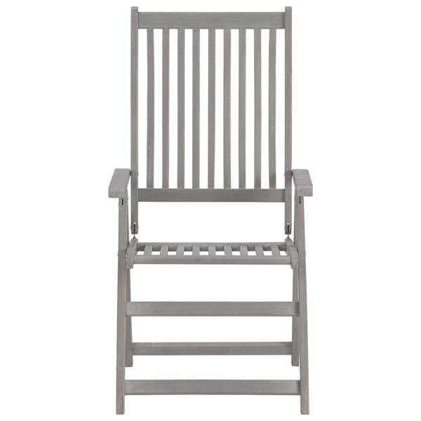 Verstellbare Gartenstühle mit Auflagen 8 Stk. Grau Akazienholz