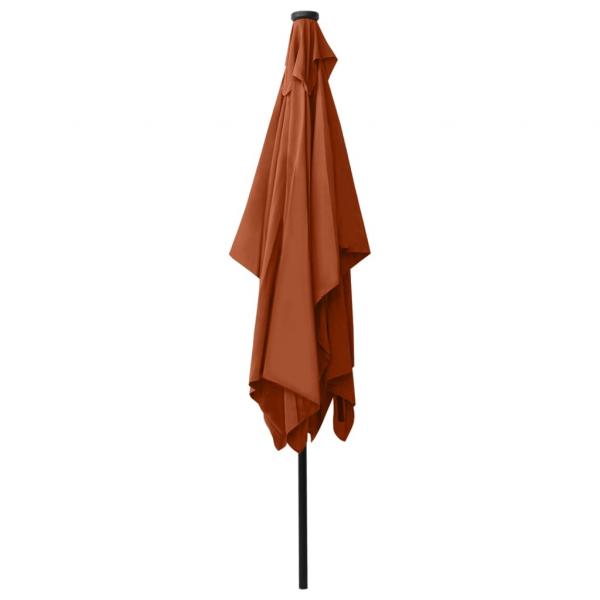 Sonnenschirm mit LEDs und Stahl-Mast Terracotta-Rot 2x3 m