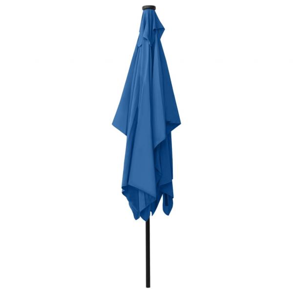 Sonnenschirm mit LEDs und Stahl-Mast Azurblau 2x3 m