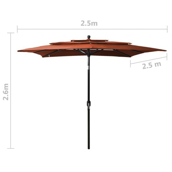 Sonnenschirm mit Alu-Mast 3-lagig Terracotta-Rot 2,5x2,5 m