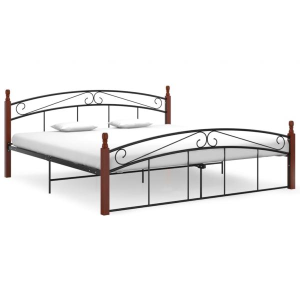 ARDEBO.de - Bettgestell Schwarz Metall und Massivholz Eiche 180x200 cm