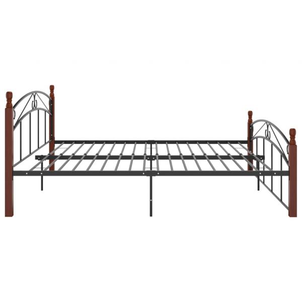 Bettgestell Schwarz Metall und Massivholz Eiche 180x200 cm