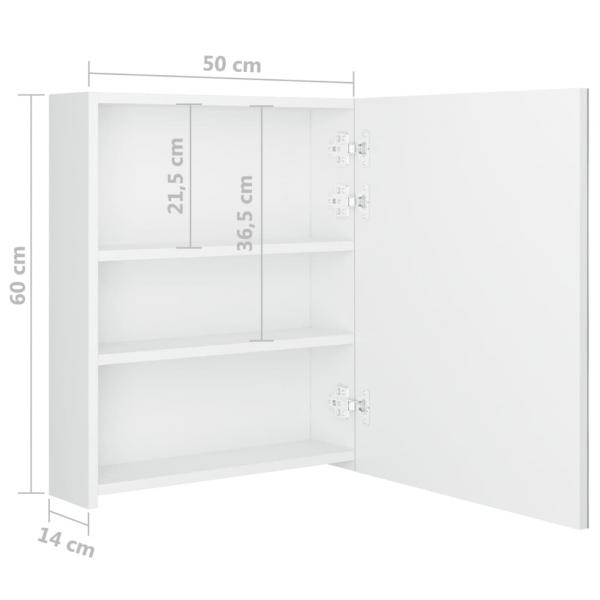 LED-Bad-Spiegelschrank Glänzendes Weiß 50x14x60 cm