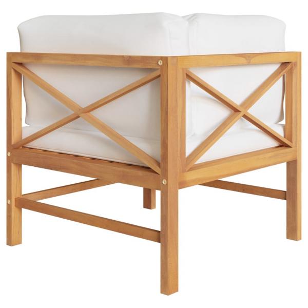 ARDEBO.de - Ecksofa mit Creme Kissen Teak Massivholz