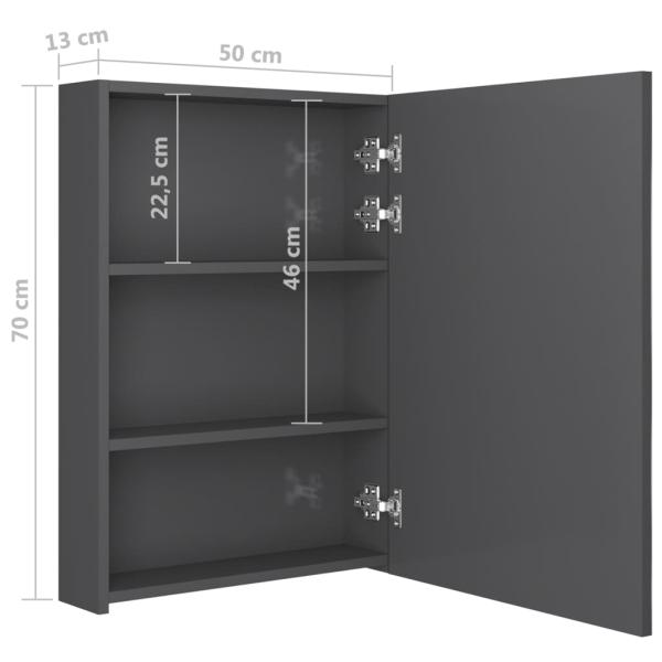 LED-Spiegelschrank fürs Bad Glänzend Grau 50x13x70 cm