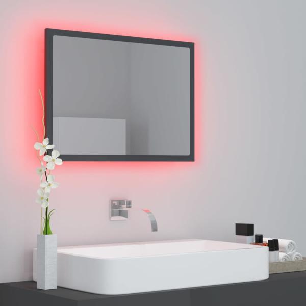 ARDEBO.de - LED-Badspiegel Hochglanz-Grau 60x8,5x37 cm Acryl