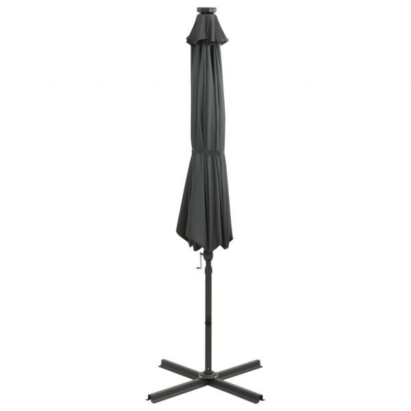 Ampelschirm mit Mast und LED-Beleuchtung Anthrazit 300 cm