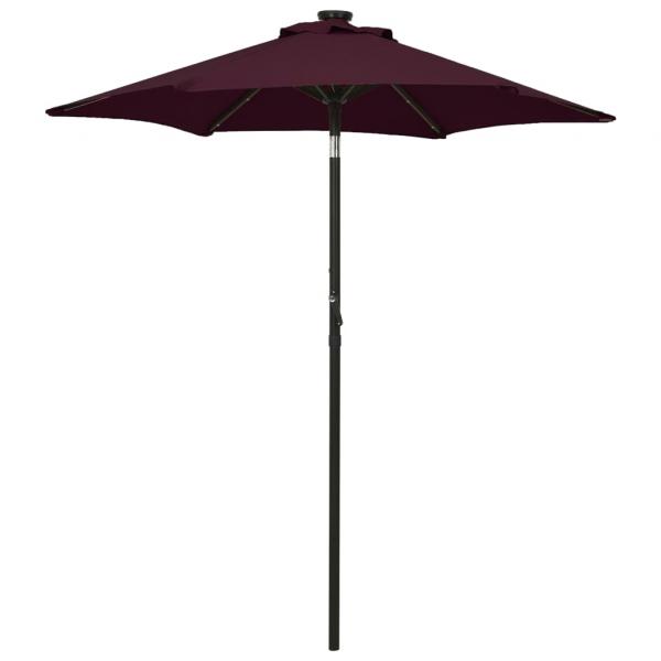 ARDEBO.de - Sonnenschirm mit LED-Leuchten Bordeauxrot 200x211 cm Aluminium