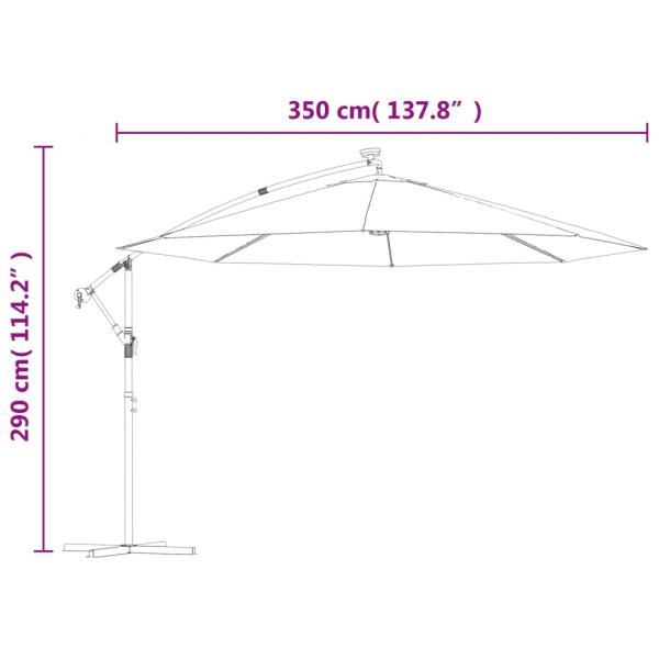 Ampelschirm mit LED-Leuchten Terrakottarot 350 cm