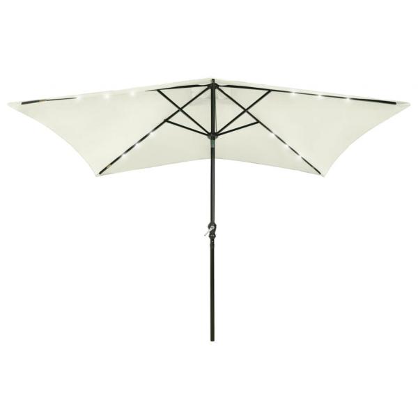 ARDEBO.de - Sonnenschirm mit LEDs und Stahl-Mast Sandfarben 2x3 m