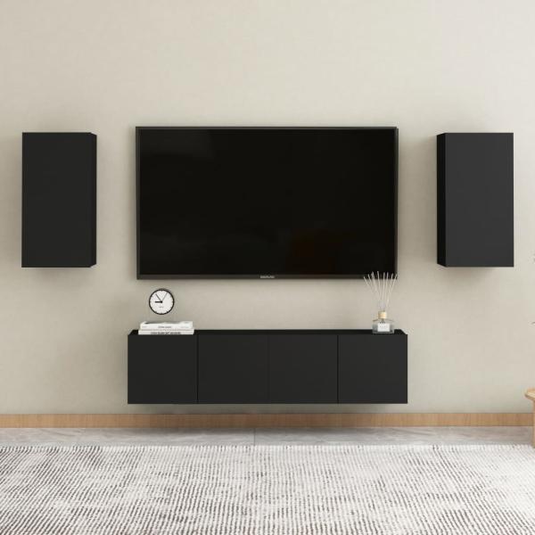 ARDEBO.de - TV-Schränke 2 Stk. Schwarz 30,5x30x60 cm Holzwerkstoff