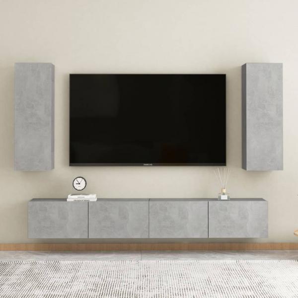 TV-Schränke 2 Stk. Betongrau 30,5x30x90 cm Holzwerkstoff