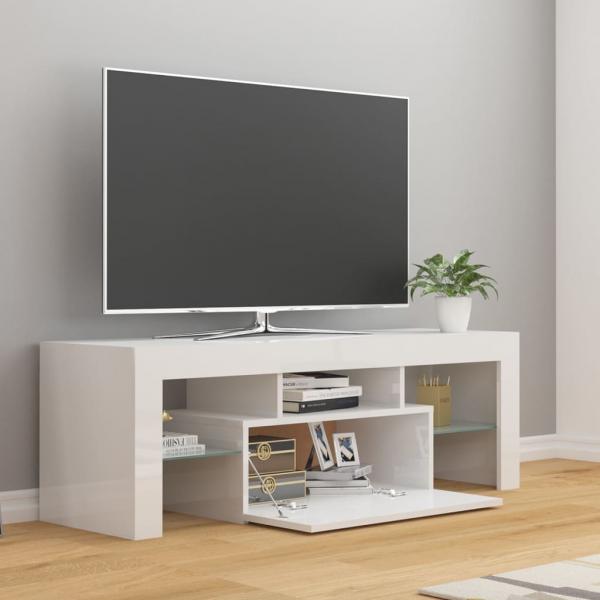TV-Schrank mit LED-Leuchten Hochglanz-Weiß 120x35x40 cm