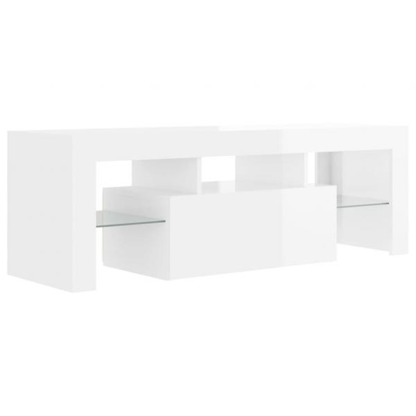 TV-Schrank mit LED-Leuchten Hochglanz-Weiß 120x35x40 cm