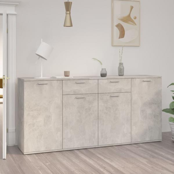 ARDEBO.de - Sideboard Betongrau 160x36x75 cm Holzwerkstoff