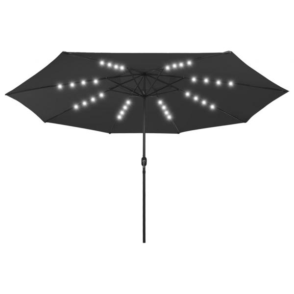 ARDEBO.de - Sonnenschirm mit LED-Leuchten und Metallmast 400 cm Schwarz