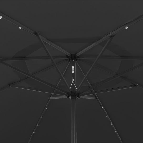 Sonnenschirm mit LED-Leuchten und Metallmast 400 cm Schwarz