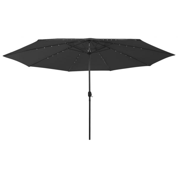 Sonnenschirm mit LED-Leuchten und Metallmast 400 cm Schwarz