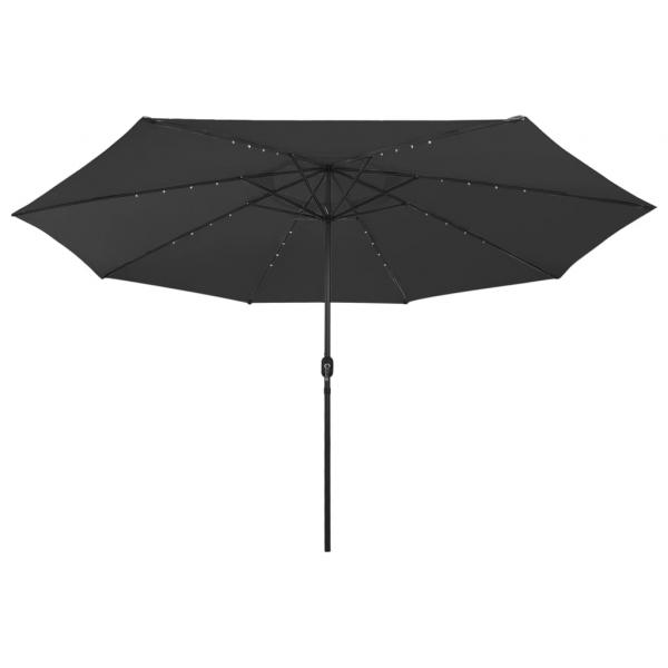 Sonnenschirm mit LED-Leuchten und Metallmast 400 cm Schwarz