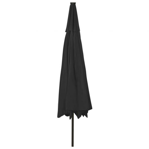Sonnenschirm mit LED-Leuchten und Metallmast 400 cm Schwarz