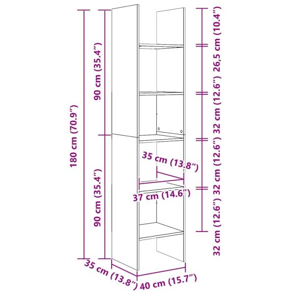Bücherregal Betongrau 40x35x180 cm Holzwerkstoff