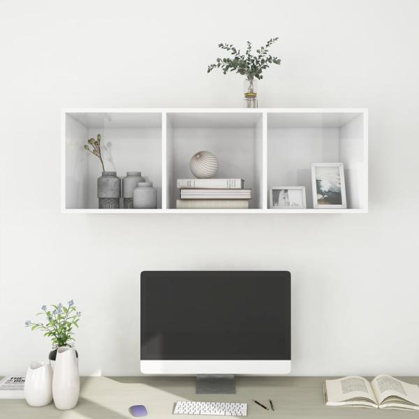 ARDEBO.de - TV-Wandschrank Hochglanz-Weiß 37x37x107 cm Holzwerkstoff
