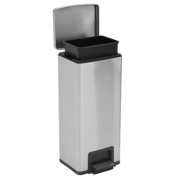 Mülleimer mit Pedal Anti-Fingerabdruck 30 L Silbern Edelstahl  