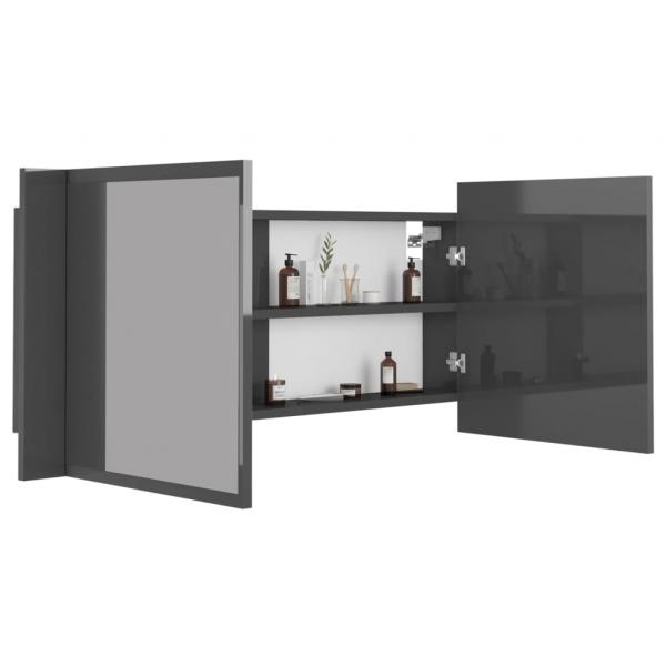 LED-Bad-Spiegelschrank Hochglanz-Grau 100x12x45 cm Acryl
